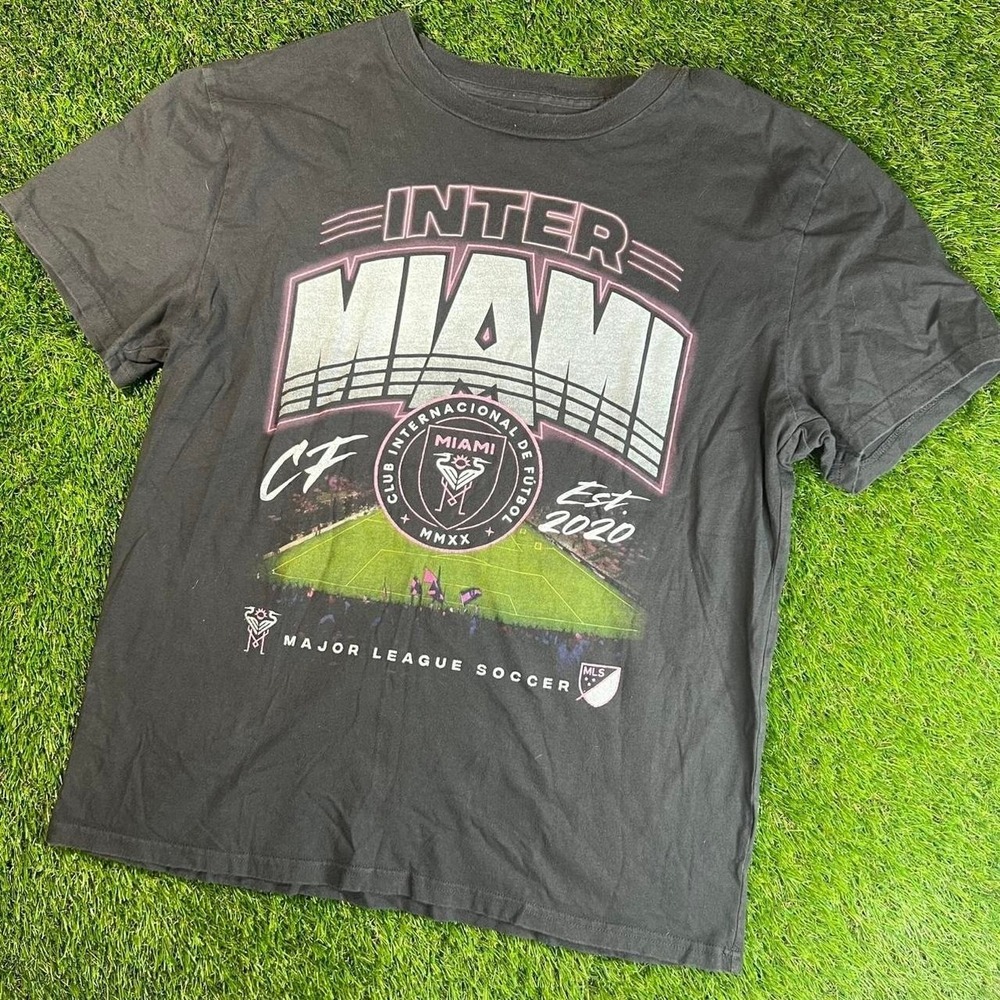 Inter Miami CF MLS Stadium Graphic T Shirt Black Soccer Futbol Mens Large Logo